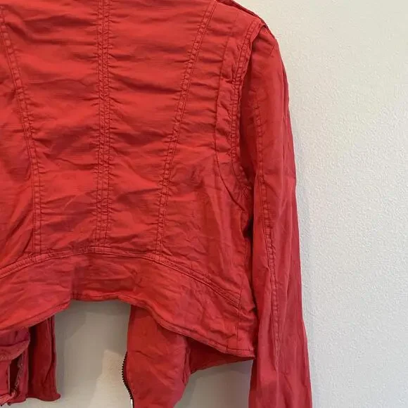 Free People Cropped Red Jacket - Size 8 - Picture 7 of 8